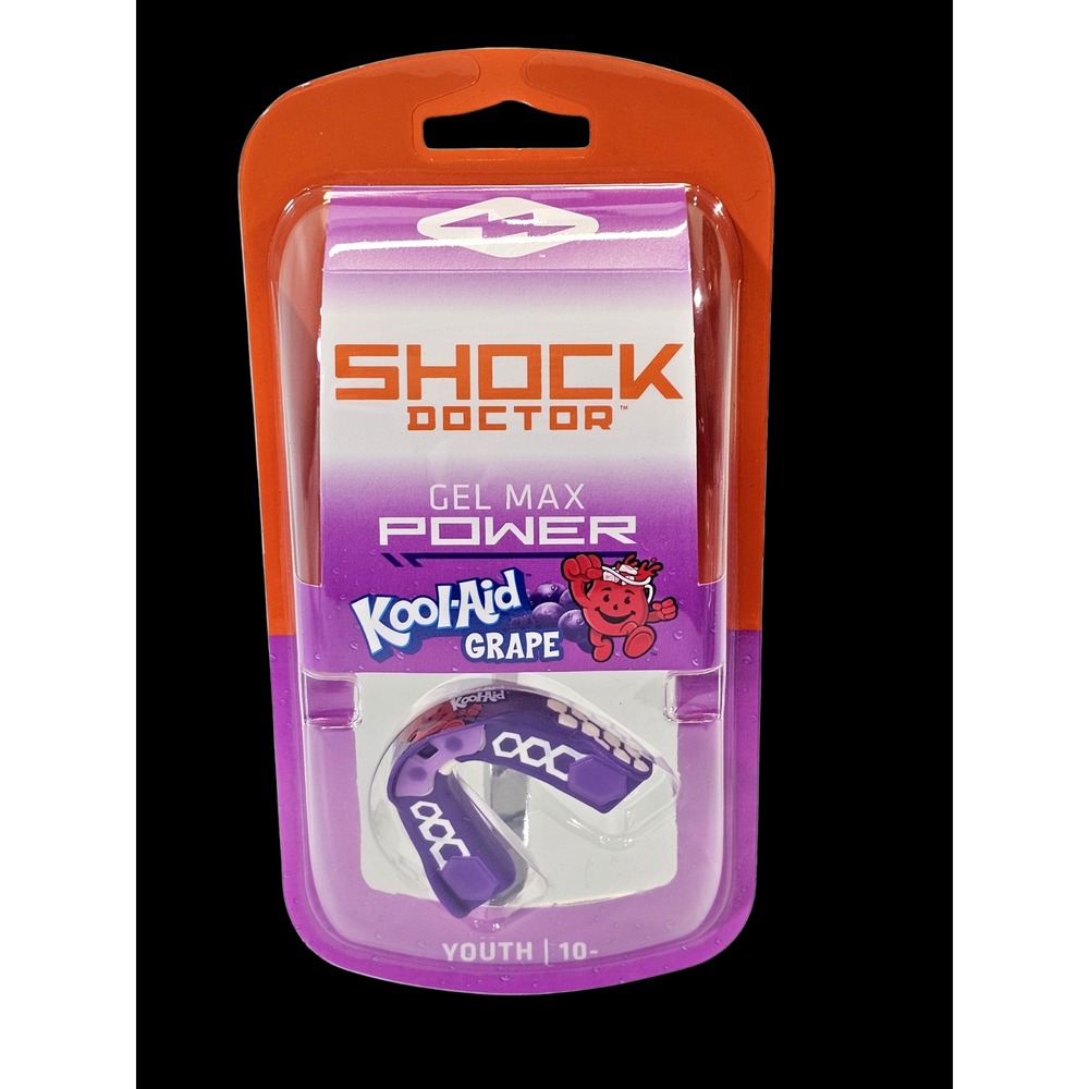 Shock Doctor Kool Aid Gel Max Power‎ Flavor Fusion Mouth Guard Grape YOUTH 10
